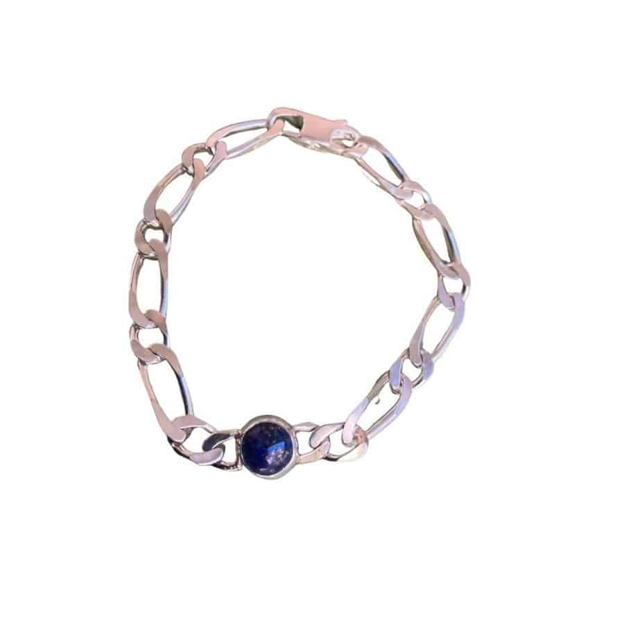 Gourmette argent et lapis lazuli