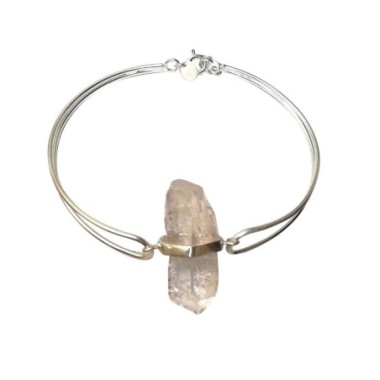 Bracelet rigide cristal de roche argent