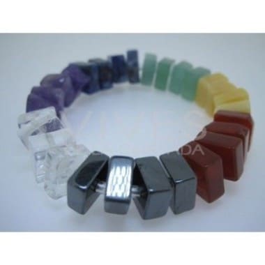 Bracelet Chakras Cubes 10x5mm