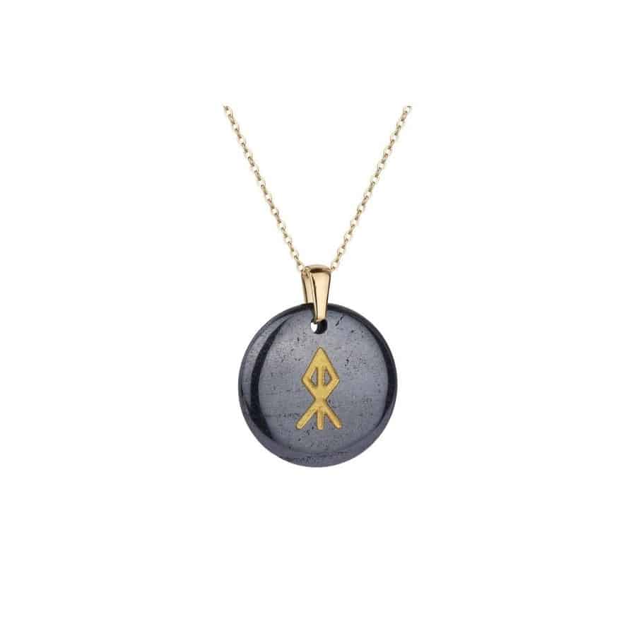Collier Talisman runique avec la rune liée Courage