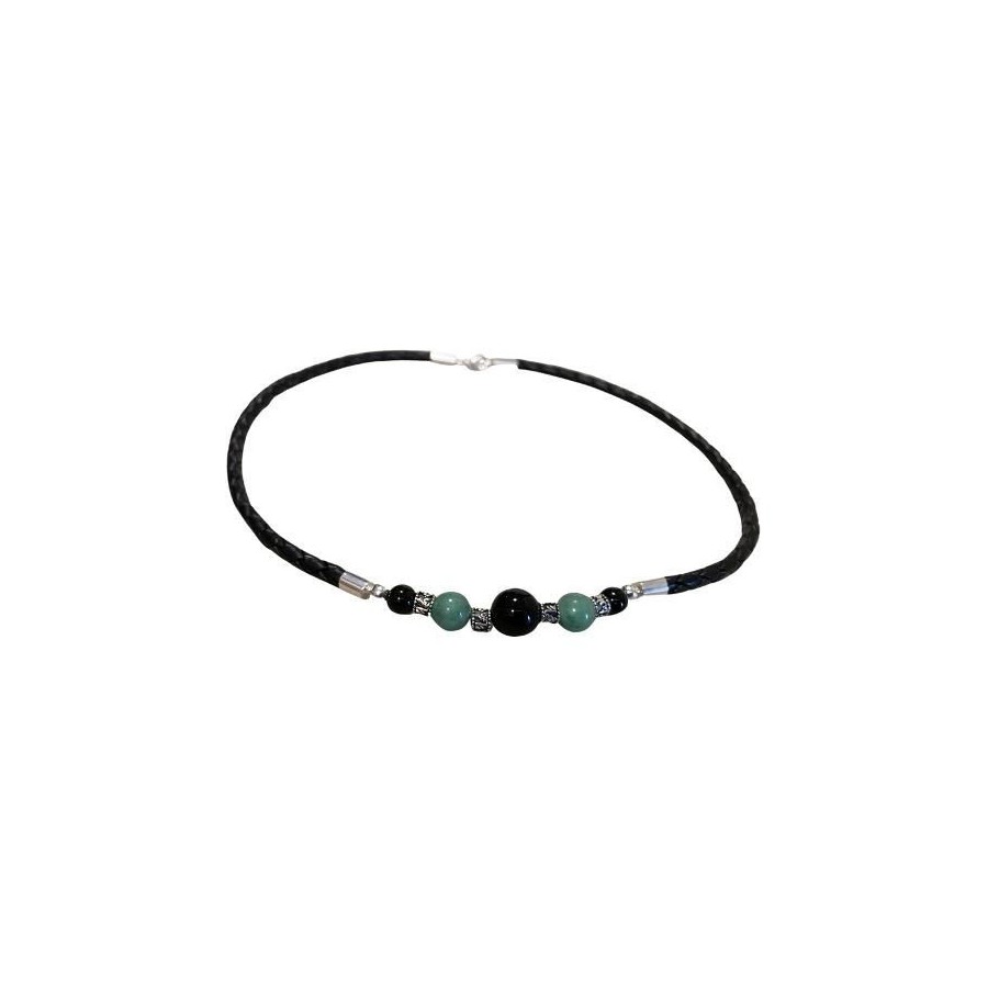Collier homme tourmaline noire et 3 oeil Collier homme tourmaline noire et 3 oeil