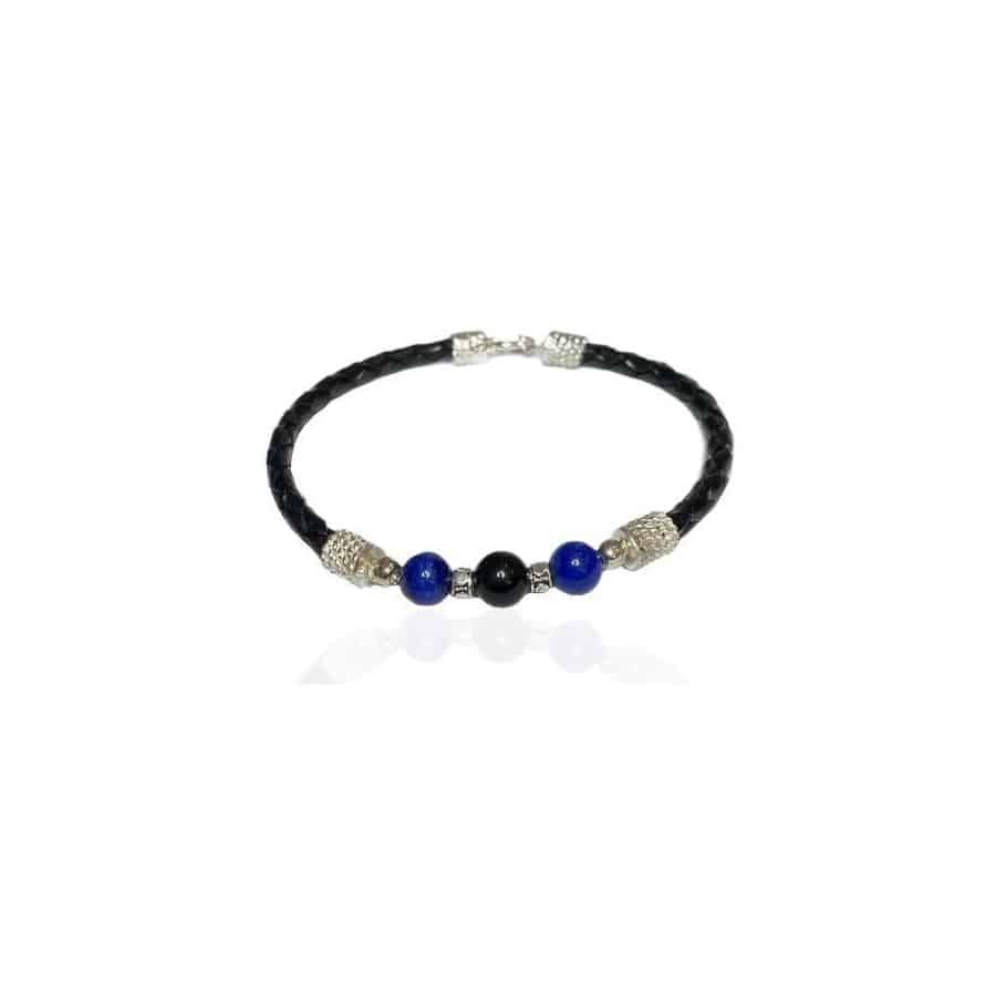 Bracelet en cuir et lapis Bracelet en cuir et lapis
