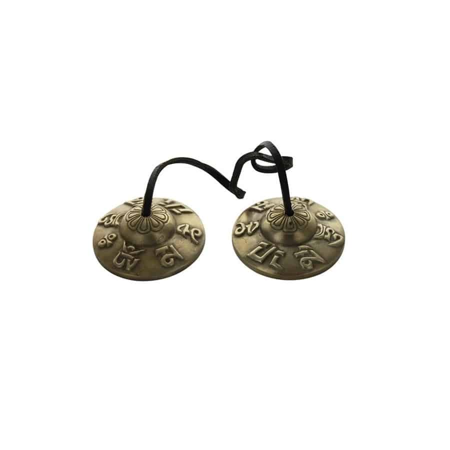 Cymbale Tibétaine en Bronze Gravure Mantra Grand Modèle