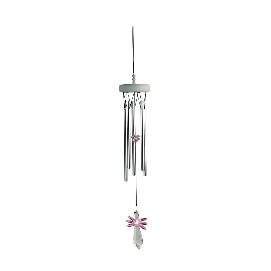 Carillon Ange cristal 45 cm Rose