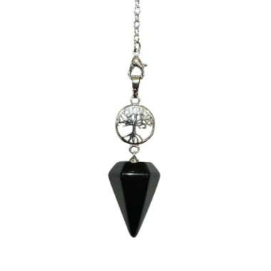 Pendule Arbre de vie cone obsidienne noir