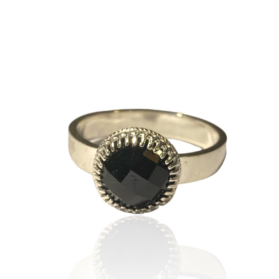 BAGUE ONYX ARGENT