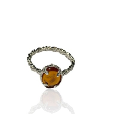 BAGUE AMBRE ARGENT