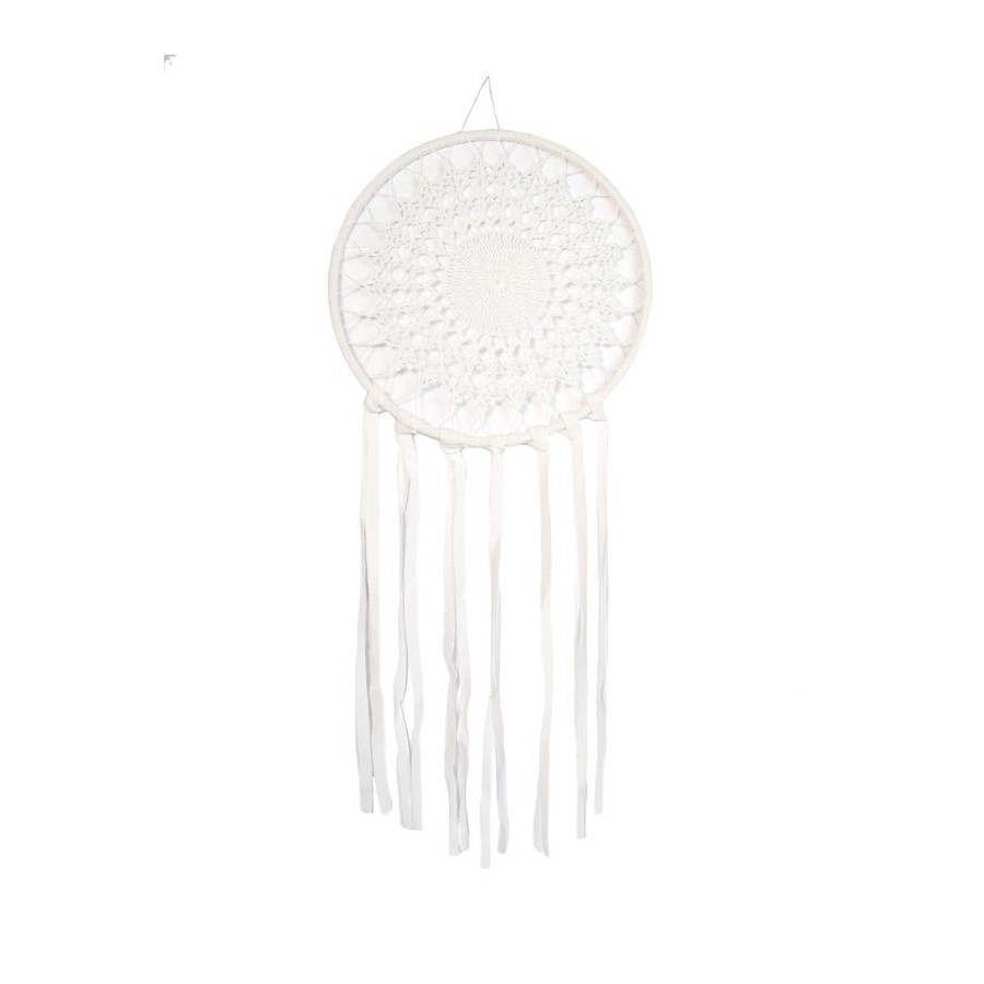 Attrape-rêves Macramé Blanc 30 cm