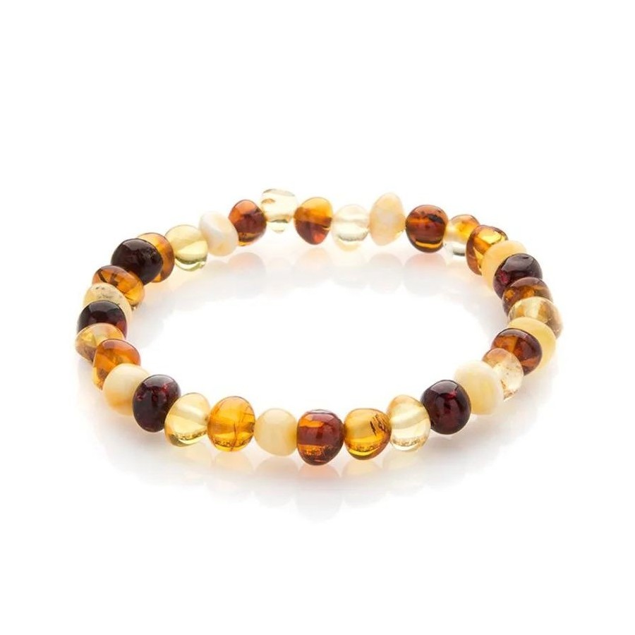 Bracelet avec ambre multicolore naturel