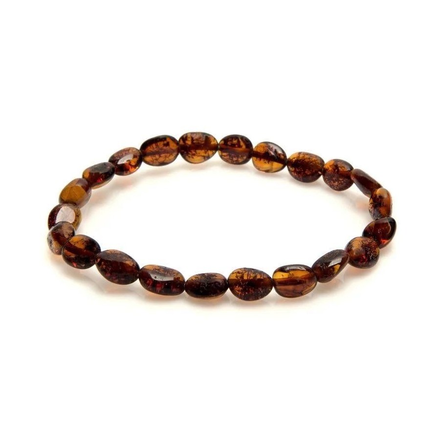 Bracelet avec ambre cognac naturel