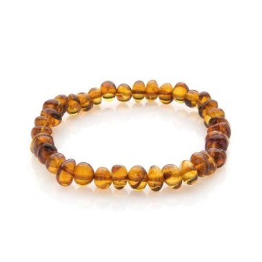 Bracelet avec ambre cognac naturel de la mer Baltique