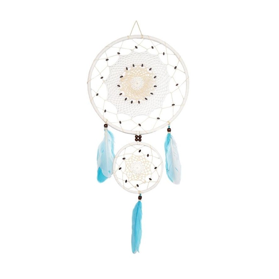 Attrape-rêves Plumes Bleues et Blanches 30 cm Attrape-rêves Plumes Bleues et Blanches 30 cm