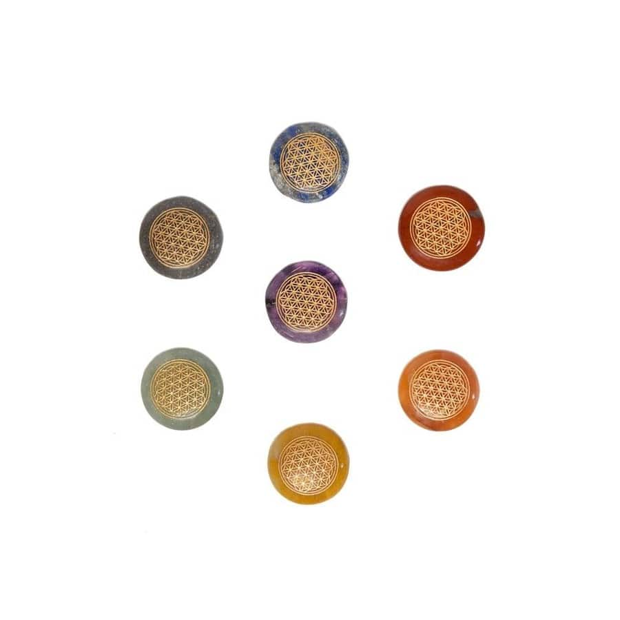 Coffret Galets 7 Chakras Fleur de vie Coffret Galets 7 Chakras Fleur de vie