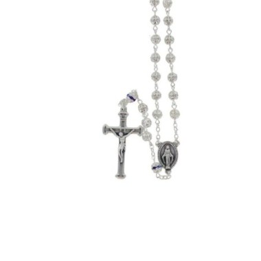 Chapelet grains ronds en metal sable et stras