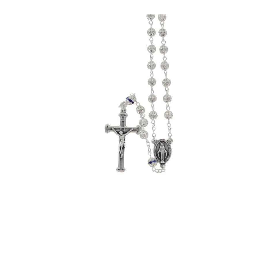 Chapelet grains ronds en metal sable et stras Chapelet grains ronds en metal sable et stras