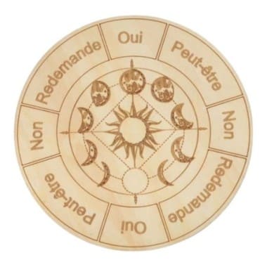 Plaque radiesthésie Lune en bois 10 cm