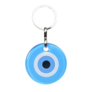 Porte-clés Oeil de Nazar en Verre Bleu clair