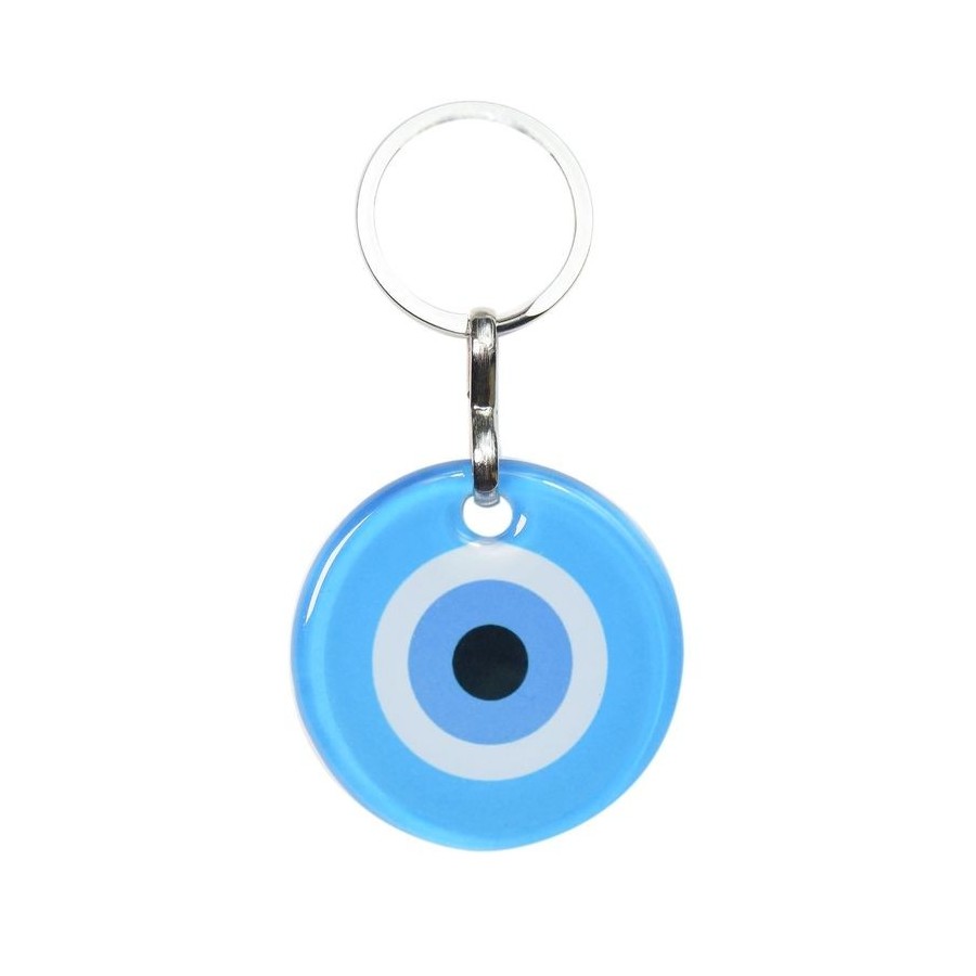Porte-clés Oeil de Nazar en Verre Bleu clair