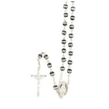 Chapelet grains œil de chat noirs 7 mm,