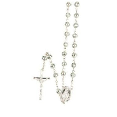 Chapelet grains œil de chat blancs 7 mm