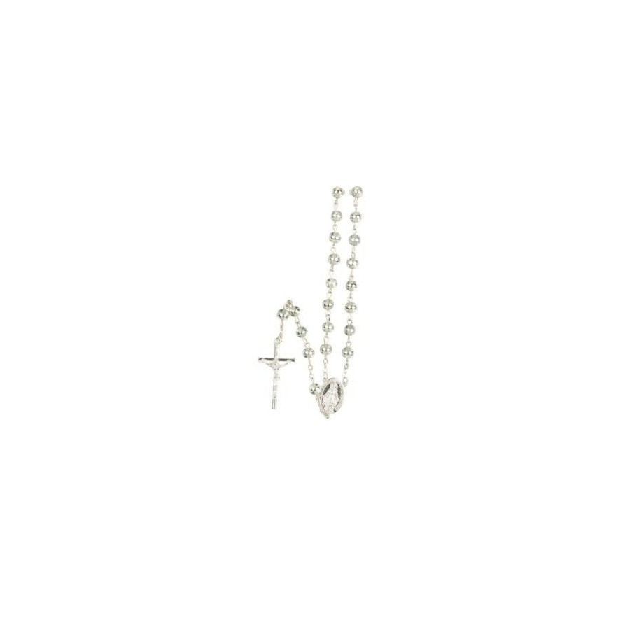 Chapelet grains œil de chat blancs 7 mm Chapelet grains œil de chat blancs 7 mm