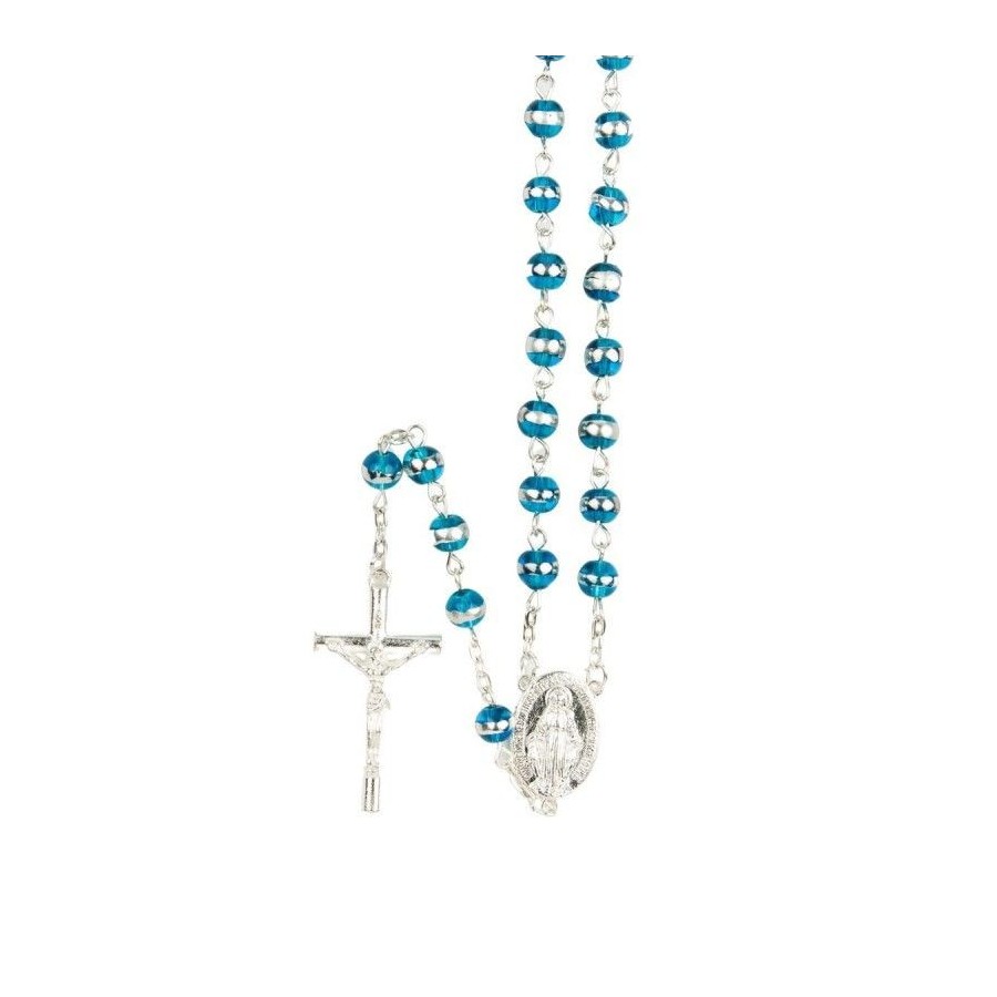 Chapelet grains œil de chat bleus 7 mm Chapelet grains œil de chat bleus 7 mm