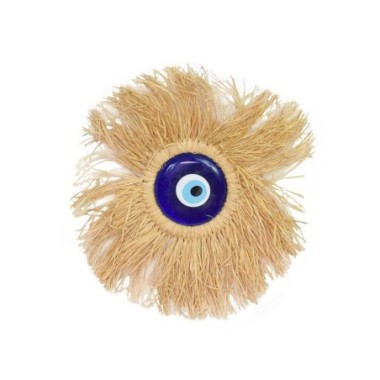 Suspension murale Raphia Oeil de Nazar Rond 25 cm