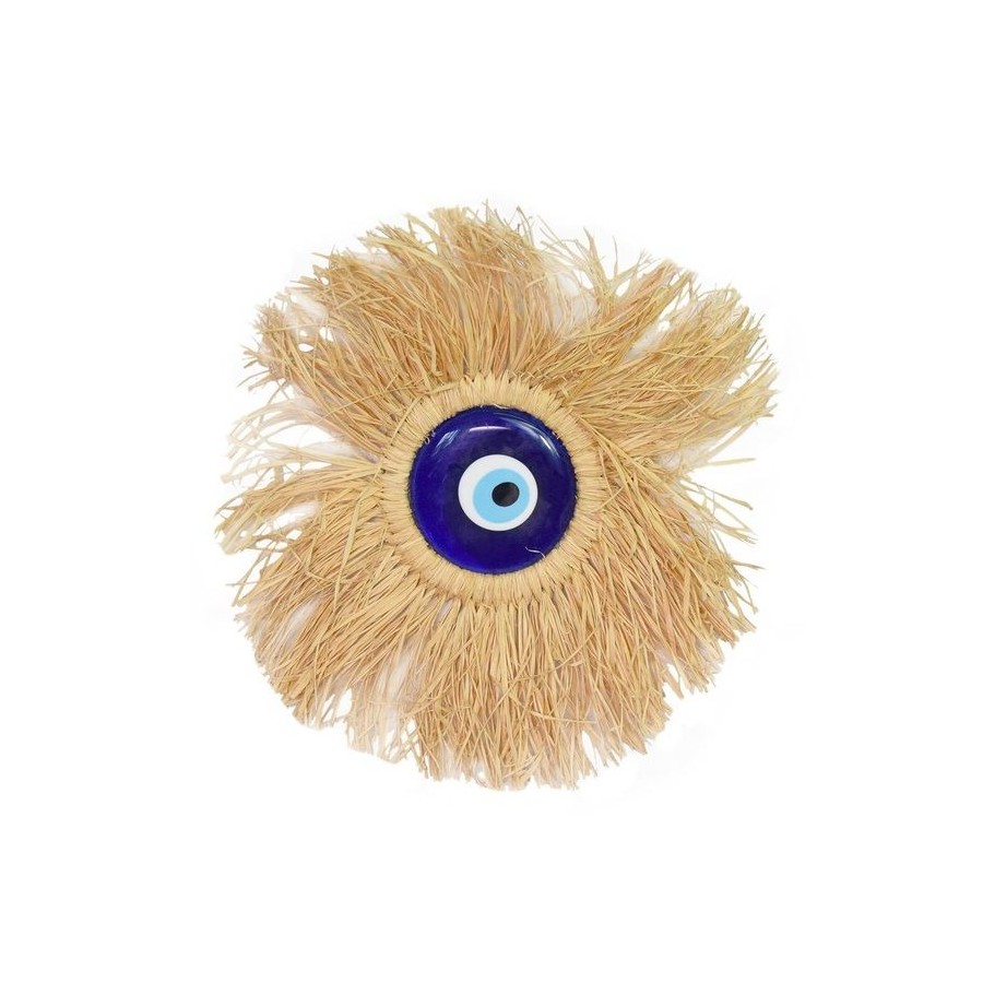 Suspension murale Raphia Oeil de Nazar Rond 25 cm Suspension murale Raphia Oeil de Nazar Rond 25 cm