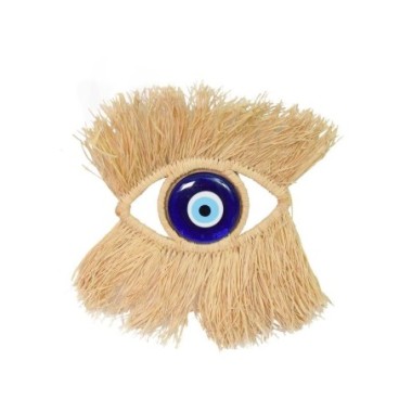Suspension murale Raphia Oeil de Nazar 28 x 25 cm