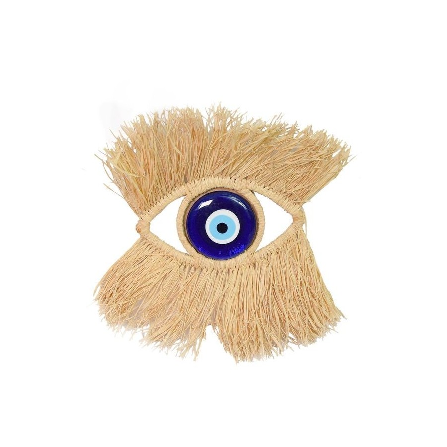 Suspension murale Raphia Oeil de Nazar 28 x 25 cm Suspension murale Raphia Oeil de Nazar 28 x 25 cm