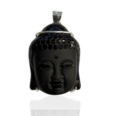 Pendentif bouddha obsidienne noire