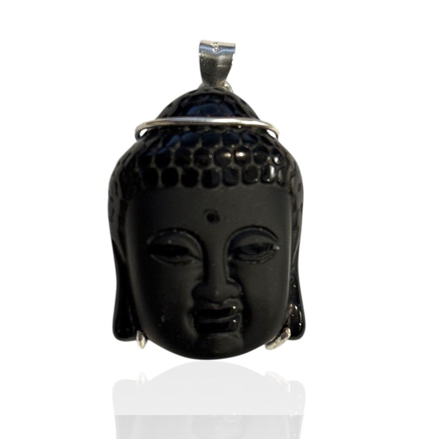 Pendentif bouddha obsidienne noire