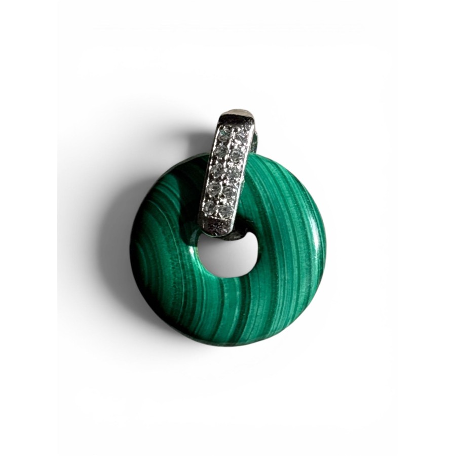 PENDENTIF MALACHITE ARGENT